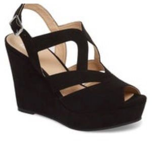 BP Black Platform Wedge Sandals